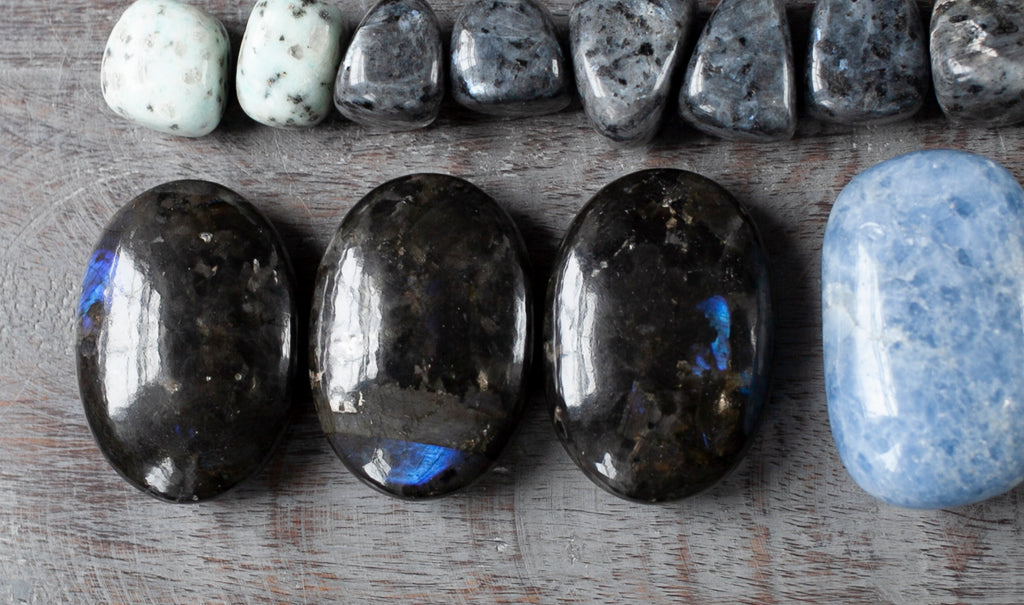 Larvikite is a Black Stone with Bright Blue Flashes caused by Feldspar. 