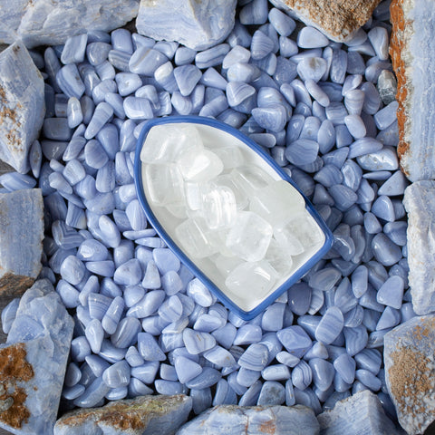 Blue Lace Agate Tumbled Stones by Cape Cod Crystals - Blue Lace Agate Appears Blue for the Same Reason the Sky Appears Blue.