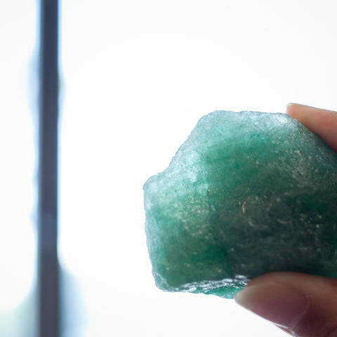 Emerald Tanzurine Stone in Sunlight, Fuchsite Inclusions