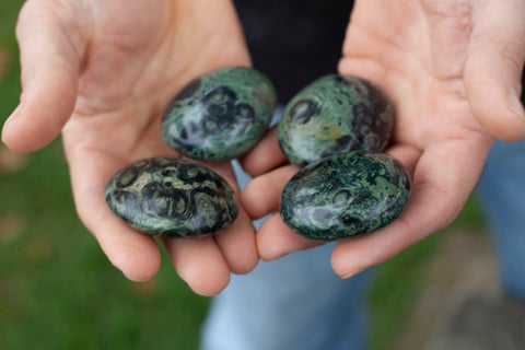 Kambaba Jasper Palm Stones for Heart Chakra Healing