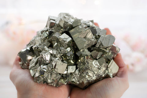 XL Pyrite Specimen. One of the most popular crystals for healing the Solar Plexus Chakra, Pyrite's golden color and shine  infuse the energy of the sun into our being and fill our days with energizing light.