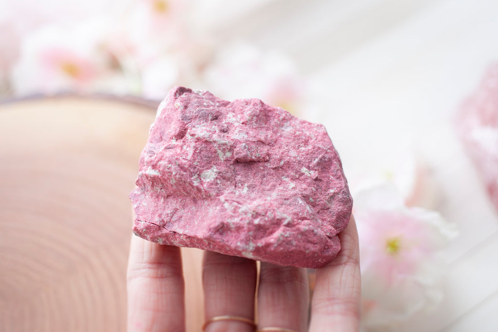 A beautiful pink Thulite Stone. This is raw Thulite from Norway, offered by CapeCodCrystals