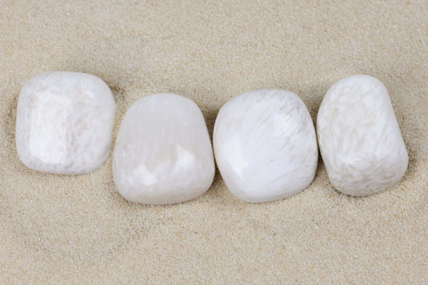 white scolecite stones - excellent quality, fluffy pillow shape with faint beige feathering