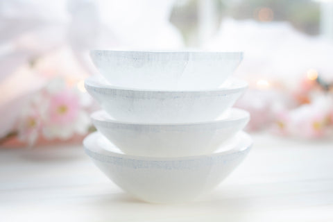 white selenite bowls